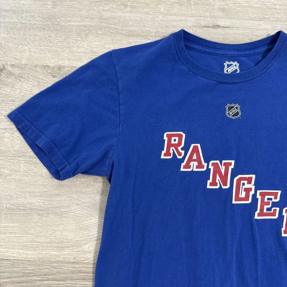 Mats Zuccarello Shirt New York Rangers NHL Boys Blue Large 14-16 Cotton